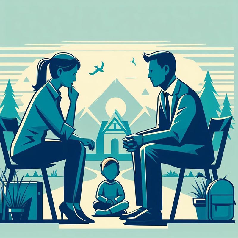 parents discussing child support matters illustration