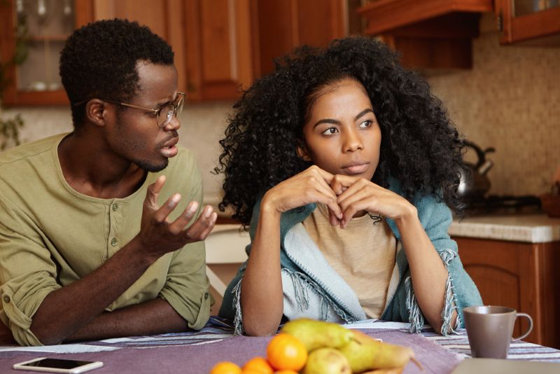young couple arguing with each other